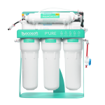 P’URE AquaCalcium Mint reverse osmosis filter with pump on metal rack